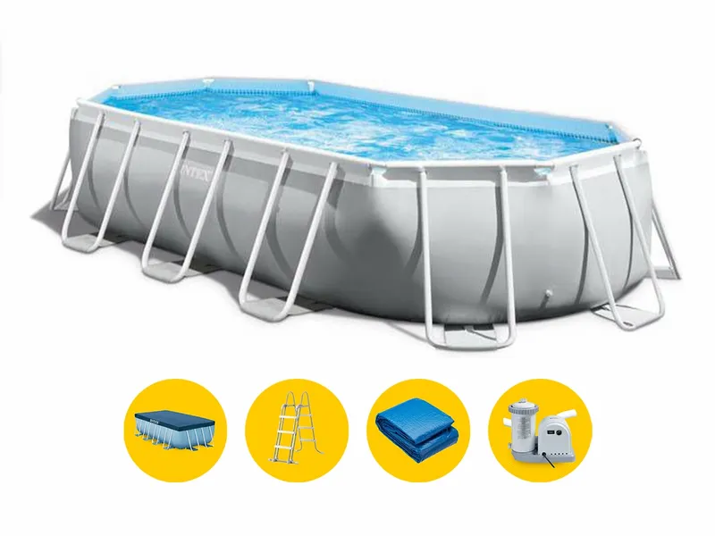 Intex Oval Prism Frame Pool - 610 X 305 X 122 Cm - Met Filterpomp En Accessoires