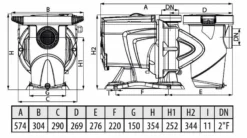 DAB E-Swim 300 M Variabele Zwembadpomp -Bestway Verkoop technische gegevens 2